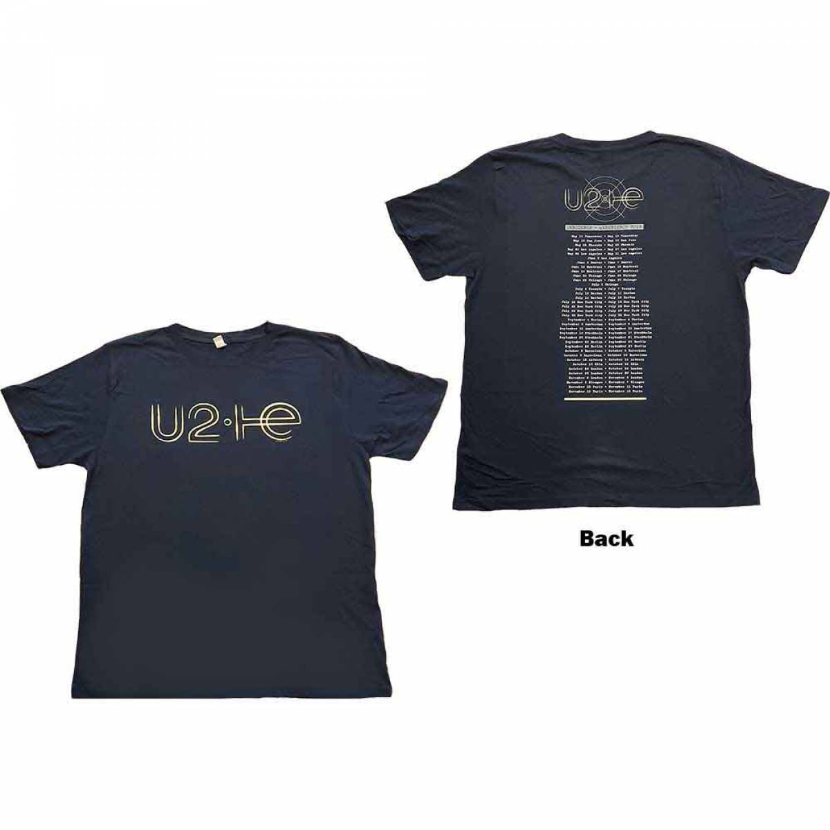 【予約商品】U2 バンドTシャツ ユニセックス: I+E 2015 Tour Dates (Navy Blue) (Back Print & Ex-Tour) - NAVY BLUE