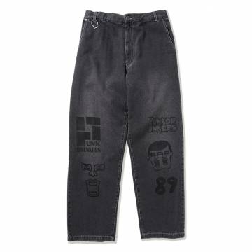 【予約商品】PUNK DRUNKERS (パンクドランカーズ) マルチプリントデニムパンツ - BLACK