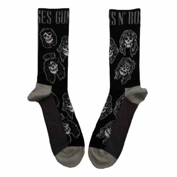 【予約商品】GUNS N' ROSES Unisex Ankle Socks: Skulls Band Monochrome (Black) (UK Size 7 - 11) - BLACK