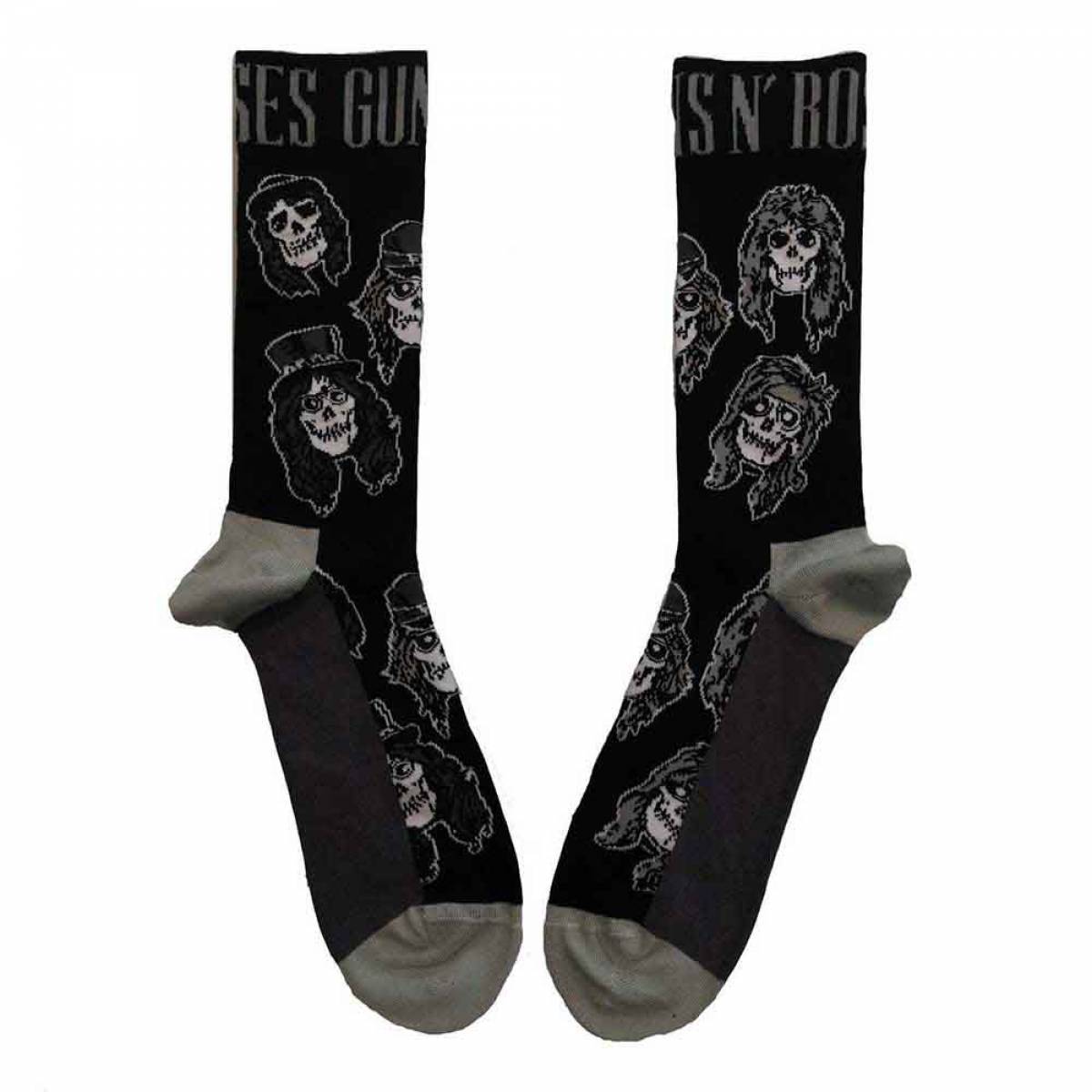 【予約商品】GUNS N' ROSES Unisex Ankle Socks: Skulls Band Monochrome (Black) (UK Size 7 - 11) - BLACK