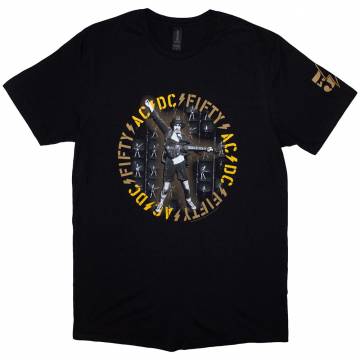 【予約商品】AC/DC バンドTシャツ ユニセックス: Fifty Angus Repeat (Black) - BLACK