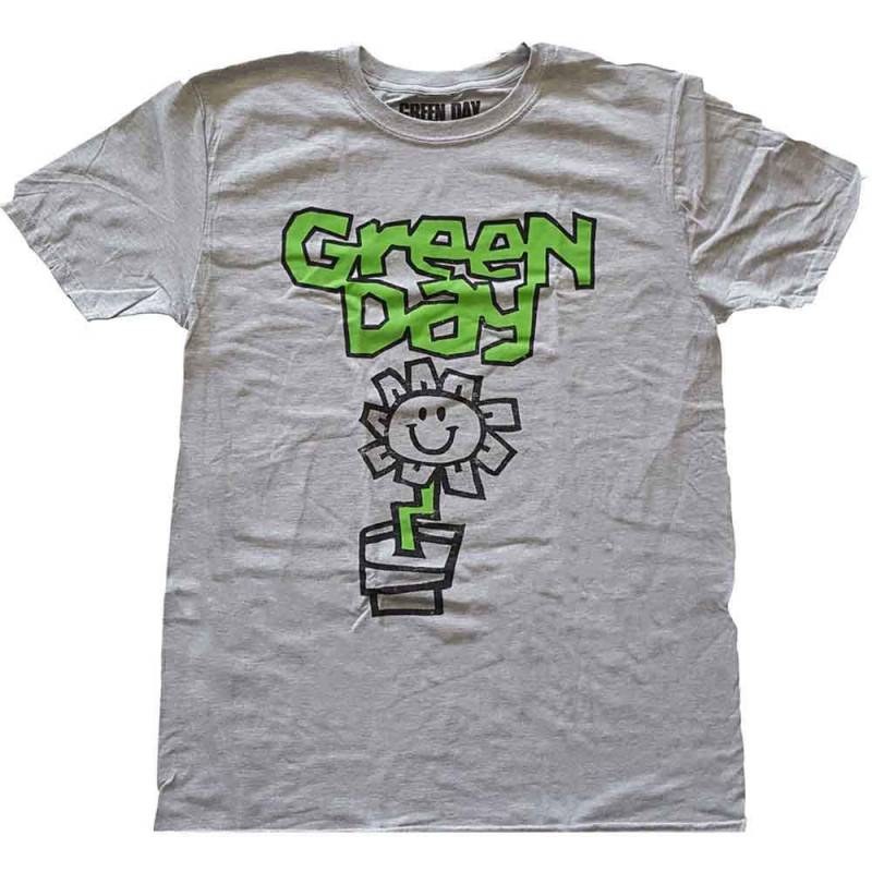 【予約商品】GREEN DAY バンドTシャツ ユニセックス: Flower Pot (Grey)