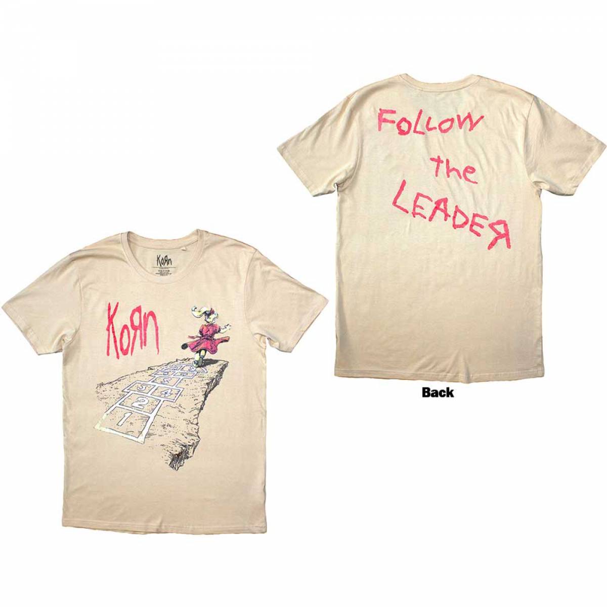 【予約商品】KORN バンドTシャツ ユニセックス: Follow The Leader Hopscotch (Back Print) - SAND