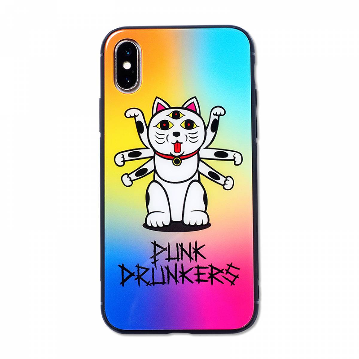 ロックファッション バンドグッズのgekirock Clothing 予約商品 Punk Drunkers Tempered Glass Iphone Case 阿修羅ネコ 阿修羅ネコ