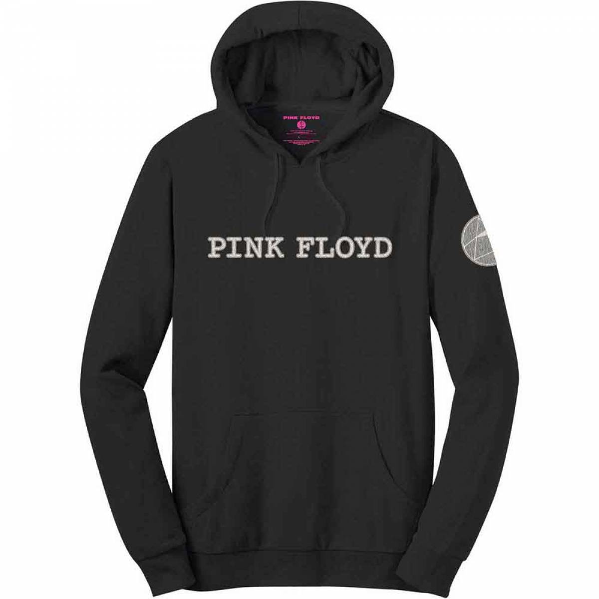 【予約商品】PINK FLOYD Unisex Pullover Hoodie: Logo & Prism Applique (Black) (Embellished) - BLACK