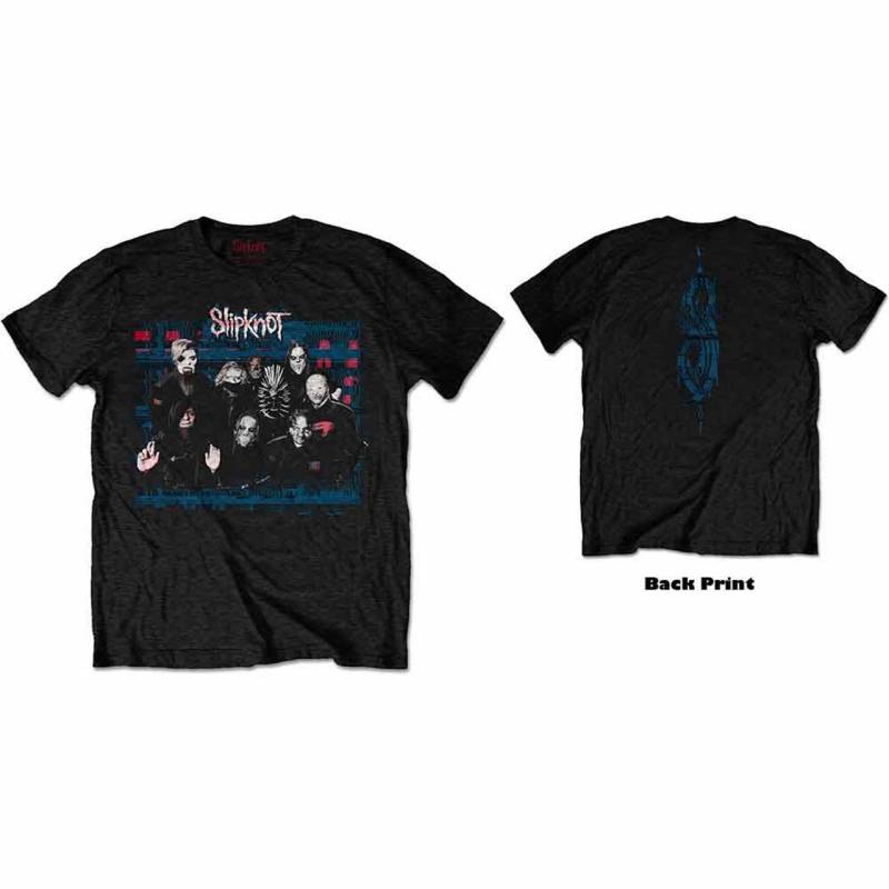 【予約商品】SLIPKNOT バンドTシャツ ユニセックス: WANYK Glitch Group (Black) (Back Print)