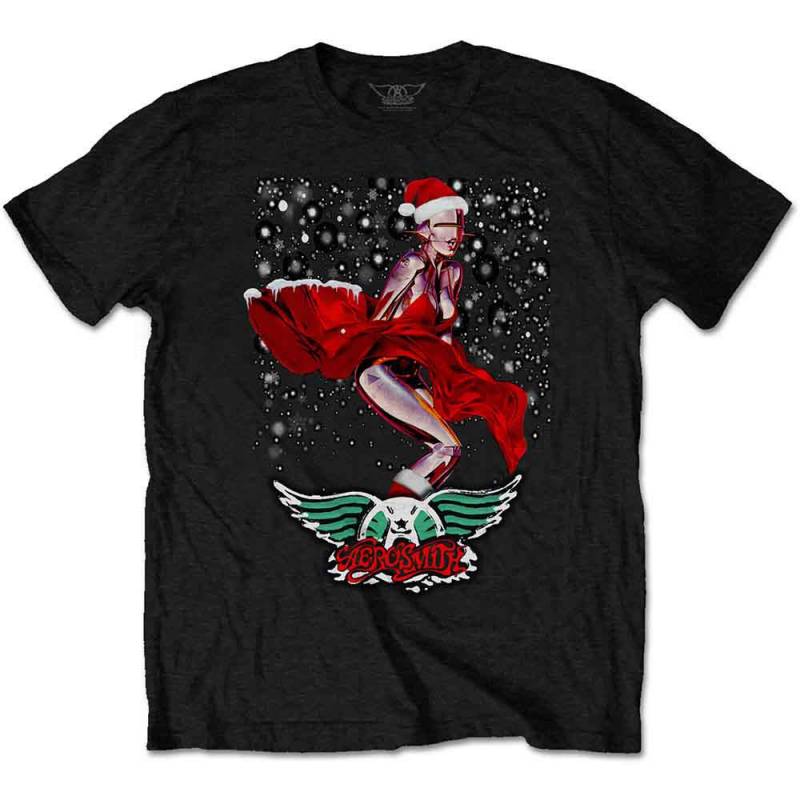 【予約商品】AEROSMITH バンドTシャツ ユニセックス: Robo Santa (Black)