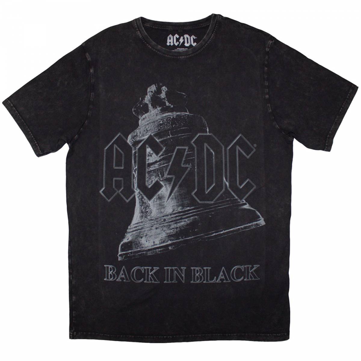 【予約商品】AC/DC Unisex Stone Wash バンドTシャツ: Back In Black Bell (Black) - BLACK