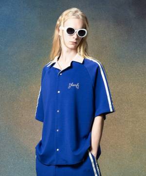 【予約商品】glamb(グラム)GB0225/SH15 : Line Tape Track Shirt / ラインテープトラックシャツ - Blue