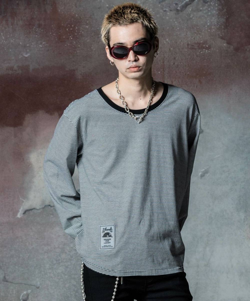 【予約商品】glamb(グラム)GB0324/CS21 : Loose Neck Long SleevesT-Shirt  - Border
