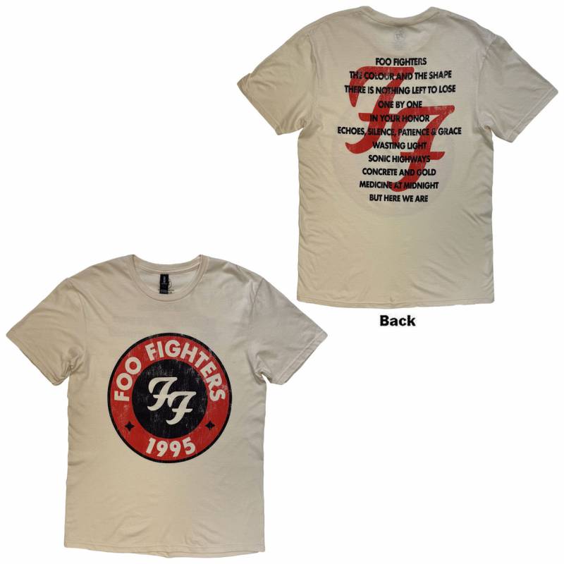 【予約商品】FOO FIGHTERS バンドTシャツ ユニセックス: 1995-2025 Albums (Natural) (Back Print)