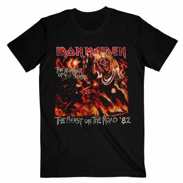 【予約商品】IRON MAIDEN バンドTシャツ ユニセックス: Number Of The Beast The Beast On The Road Vintage - BLACK