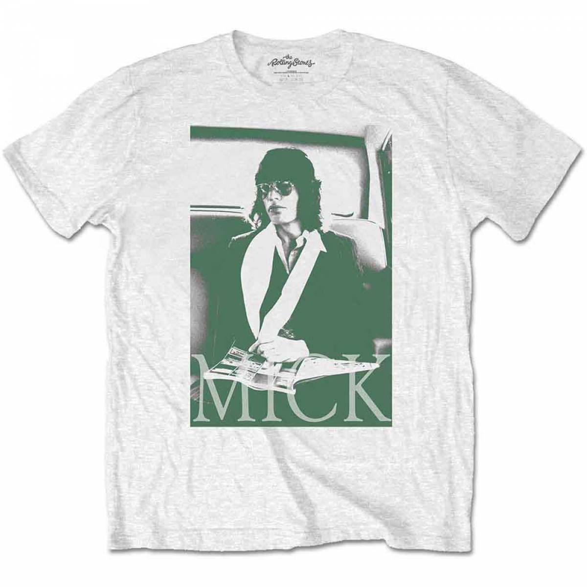 【予約商品】THE ROLLING STONES バンドTシャツ ユニセックス: Mick Photo Version 1 (White) - WHITE