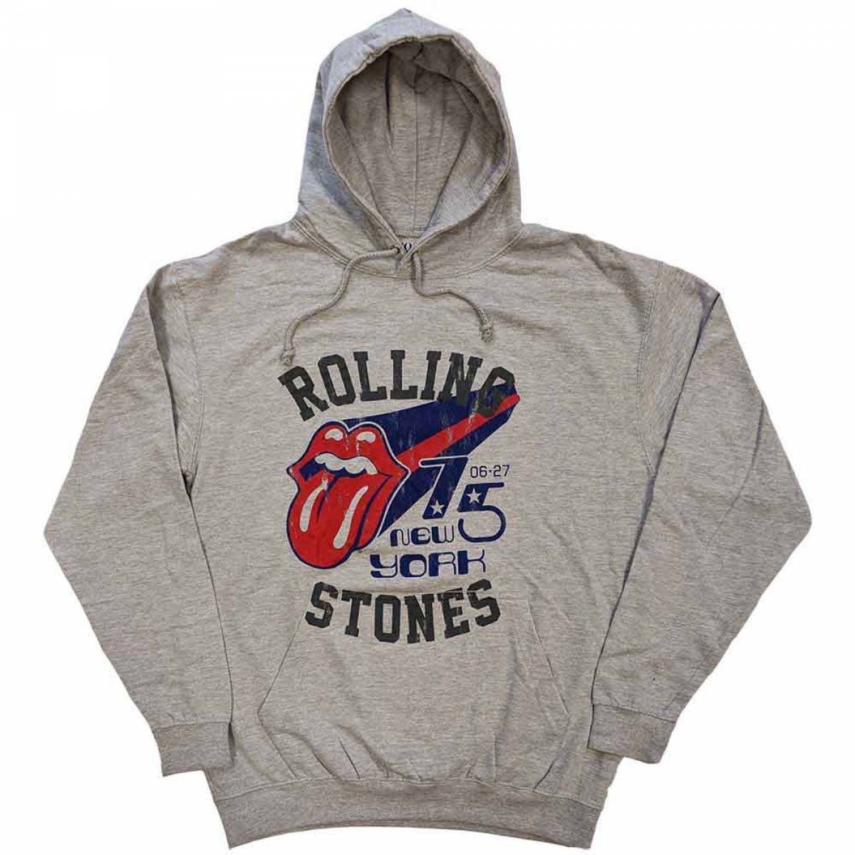 【予約商品】THE ROLLING STONES Unisex Pullover Hoodie: New York '75 (Grey) - GREY