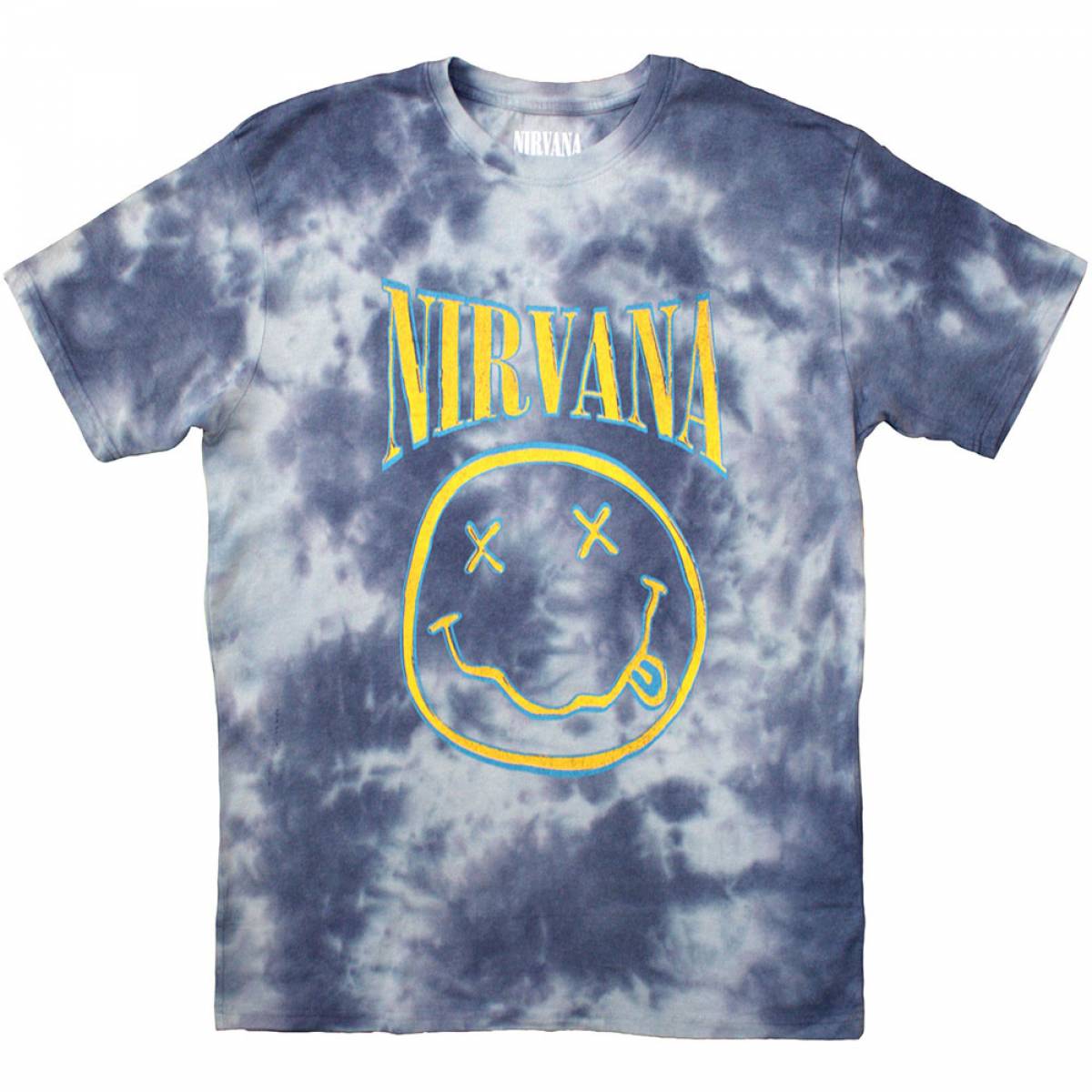 【予約商品】NIRVANA バンドTシャツ ユニセックス: Happy Face Blue Stroke (Blue) (Wash Collection) - BLUE
