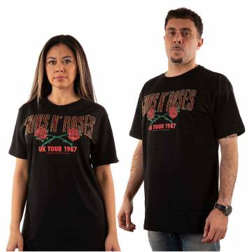 【予約商品】GUNS N' ROSES バンドTシャツ ユニセックス: 87 Tour (Black) (Embellished) - BLACK