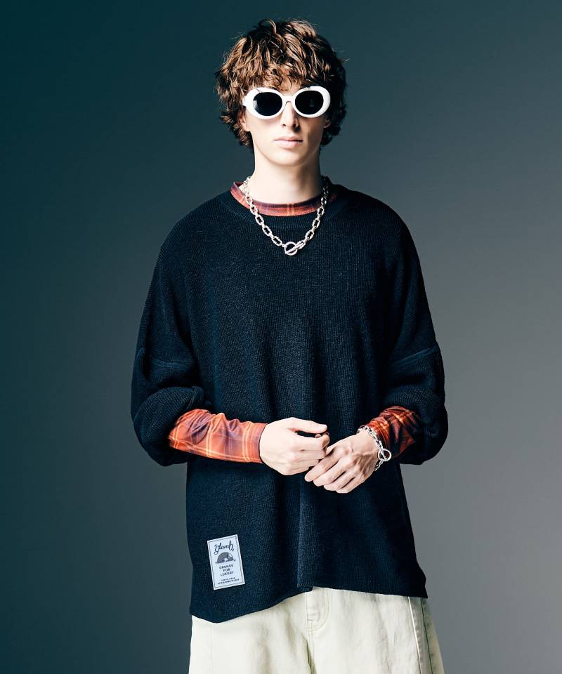 【予約商品】glamb(グラム)Rubber Tag Knit / ラバータグニット - Black