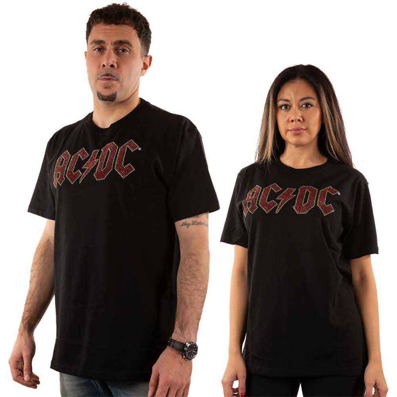 【予約商品】AC/DC バンドTシャツ ユニセックス: Full Colour Logo (Black) (Embellished) - BLACK