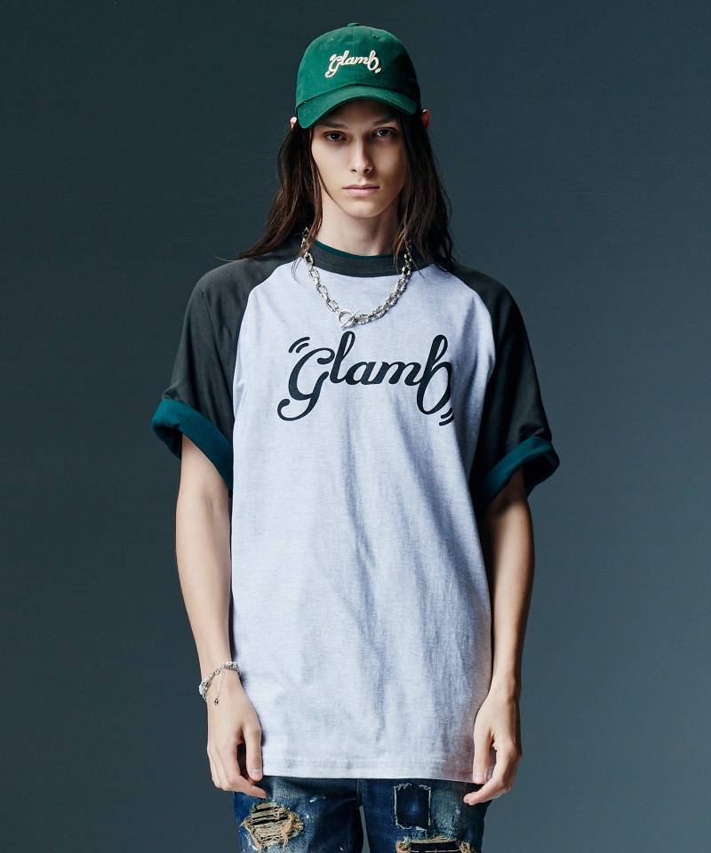 【予約商品】glamb(グラム) Staple Reversible Raglan Cutsew / ステープルリバーシブルラグランカットソー - Charcoal×Green