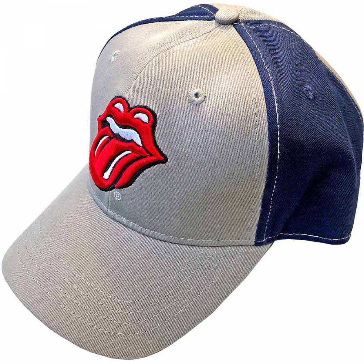【予約商品】THE ROLLING STONES Unisex Baseball Cap: Classic Tongue (Grey & Navy Blue) (2-Tone) - GREY & NAVY BLUE