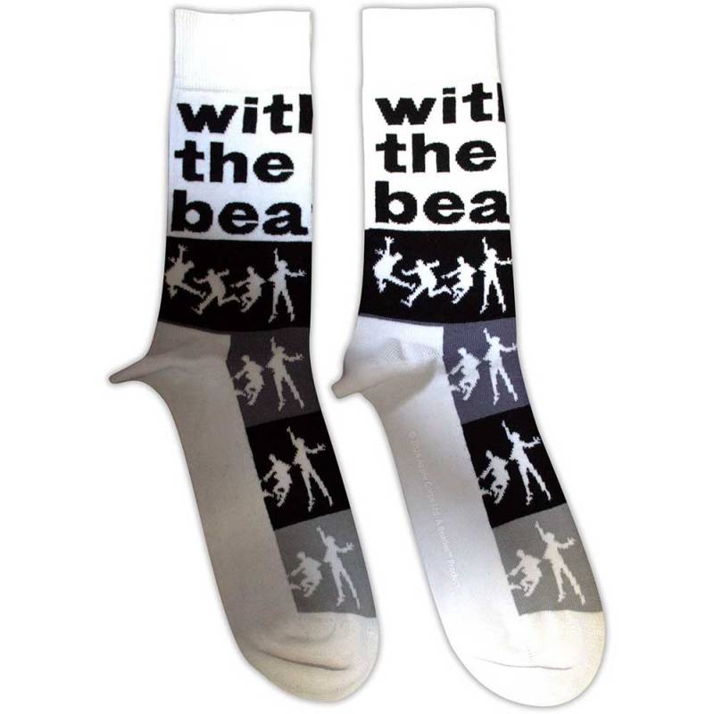 【予約商品】THE BEATLES Unisex Ankle Socks: With THE BEATLES Silhouette Stripes (White) (UK Size 7 - 11)