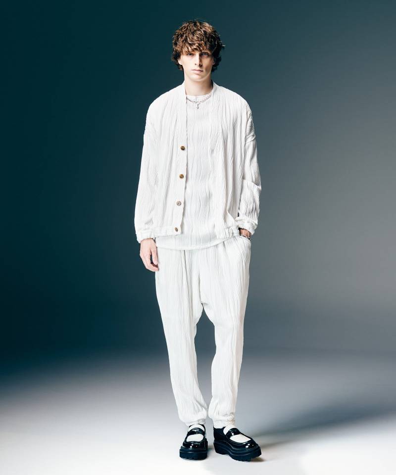 【予約商品】glamb(グラム) Willow Crepe Cardigan Set Up / ウィロークレープカーディガンセットアップ - White