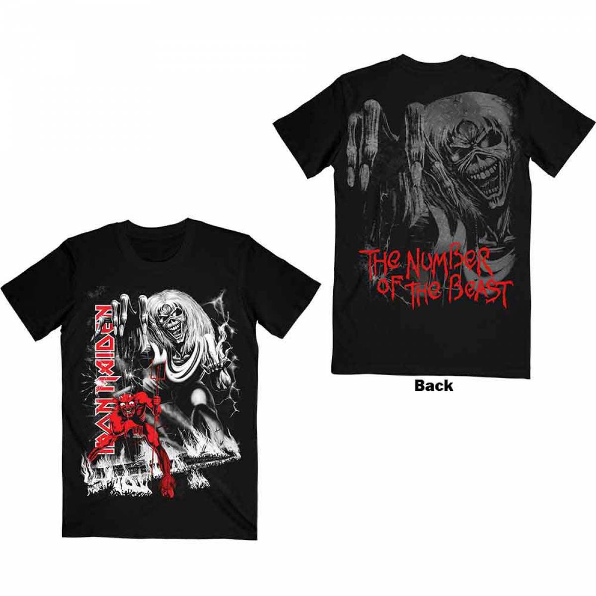 【予約商品】IRON MAIDEN バンドTシャツ ユニセックス: Number Of The Beast Jumbo (Back Print) - BLACK