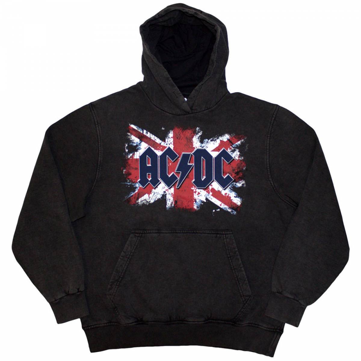 【予約商品】AC/DC Unisex Stone Wash Pullover Hoodie: Flag (Charcoal Grey) (Wash Collection) - CHARCOAL GREY