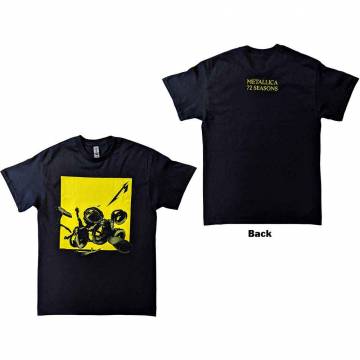 【予約商品】METALLICA バンドTシャツ ユニセックス: 72 Seasons Broken/Burnt Drums (Black) (Back Print) - BLACK