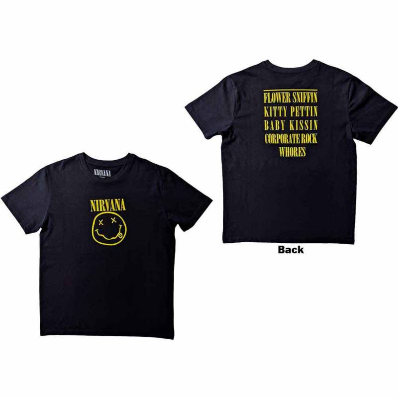 【予約商品】NIRVANA バンドTシャツ ユニセックス: Flower Sniffin (Black) (Back Print)