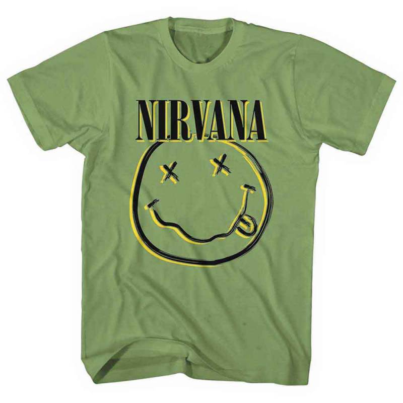 【予約商品】NIRVANA バンドTシャツ ユニセックス: Inverse Happy Face (Green)