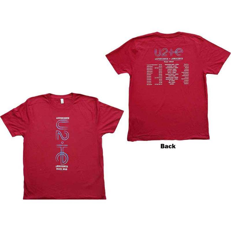 【予約商品】U2 バンドTシャツ ユニセックス: I+E 2018 Tour Dates (Maroon Red) (Back Print & Ex-Tour)