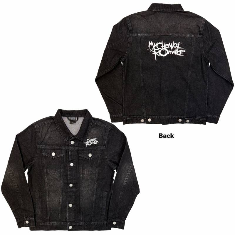 【予約商品】MY CHEMICAL ROMANCE Unisex Denim Jacket: Logo (Black Denim) (Back Print)