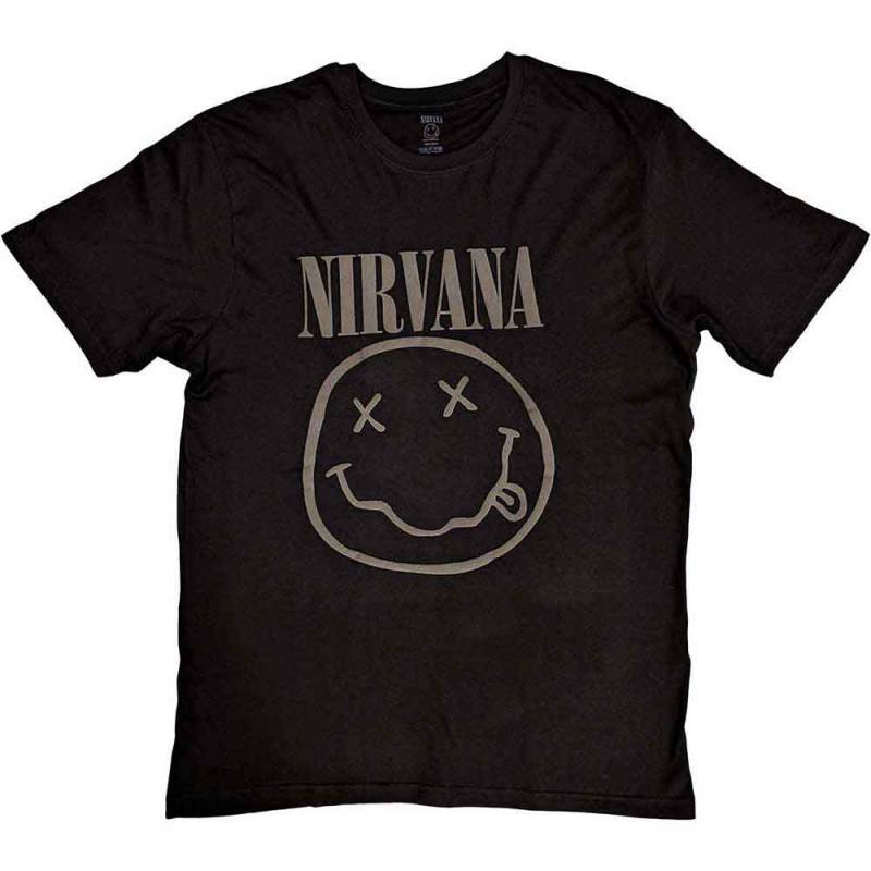 【予約商品】NIRVANA バンドTシャツ ユニセックス: Black Happy Face (Black) (Hi-Build)