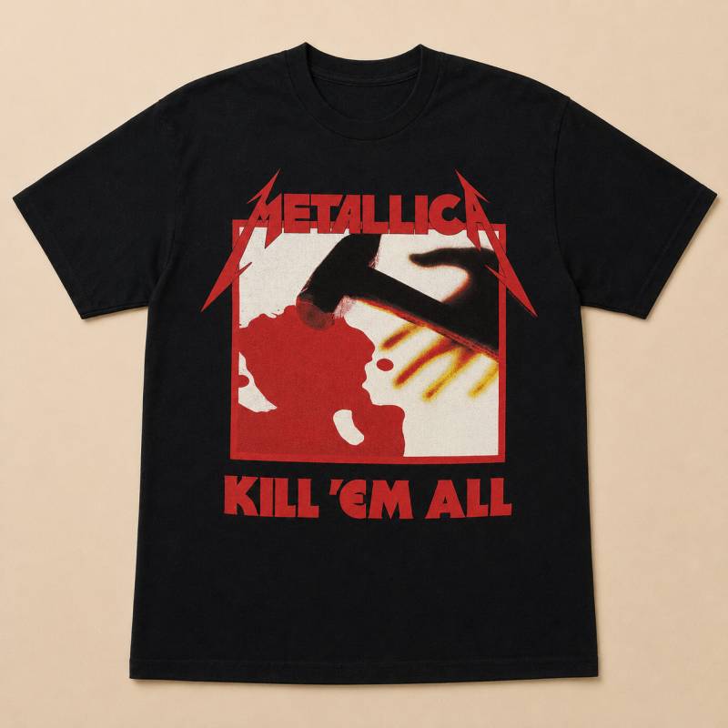 【予約商品】METALLICA バンドTシャツ ユニセックス: Kill 'Em All Tracks (Black) (Back Print)