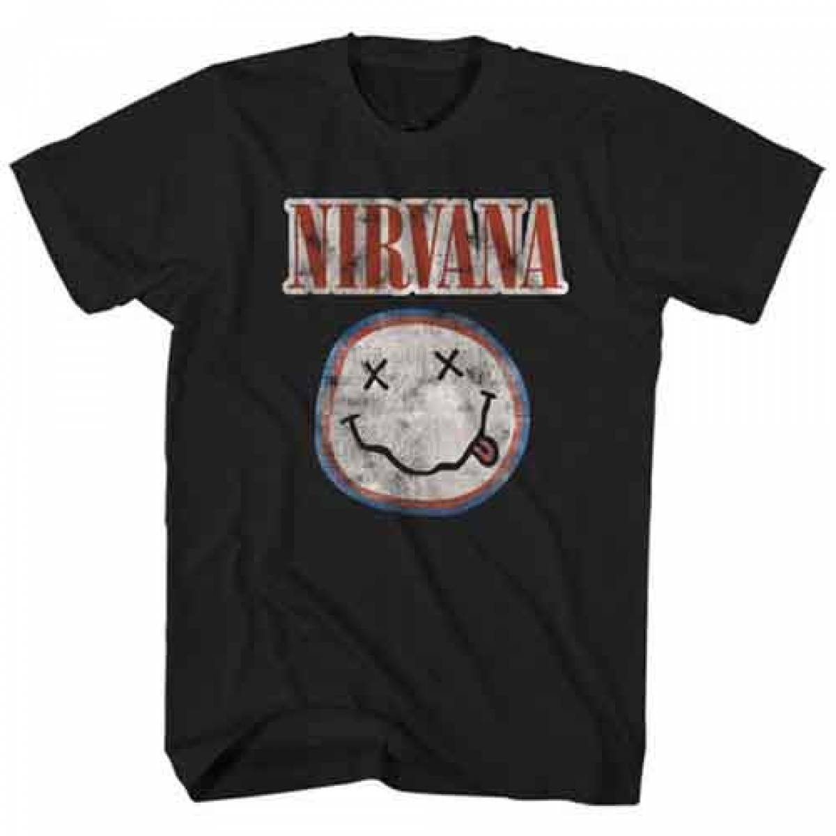【予約商品】NIRVANA バンドTシャツ ユニセックス: Distressed Logo (Black) - BLACK