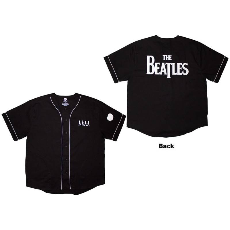【予約商品】THE BEATLES Unisex Baseball Jersey: Apple Logo / Walking (Black) (Back Print)