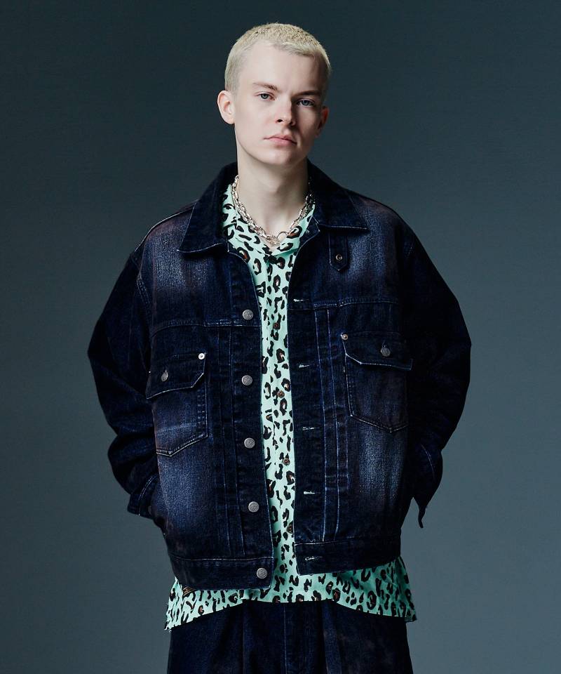 【予約商品】glamb(グラム) Gloss Flockey Denim Jacket / グロスフロッキーデニムジャケット - Black