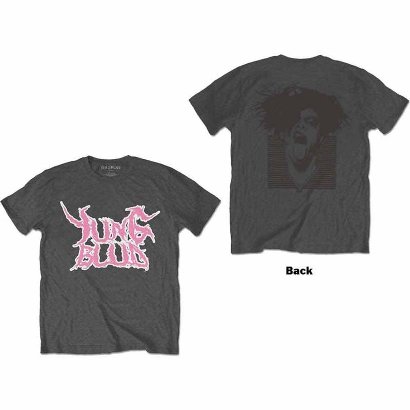 【予約商品】YUNGBLUD バンドTシャツ ユニセックス: DEADHAPPY Pink (Charcoal Grey) (Back Print)