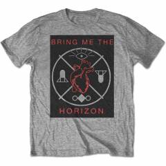 【予約商品】BRING ME THE HORIZON バンドTシャツ ユニセックス: Heart & Symbols (Grey) - GREY