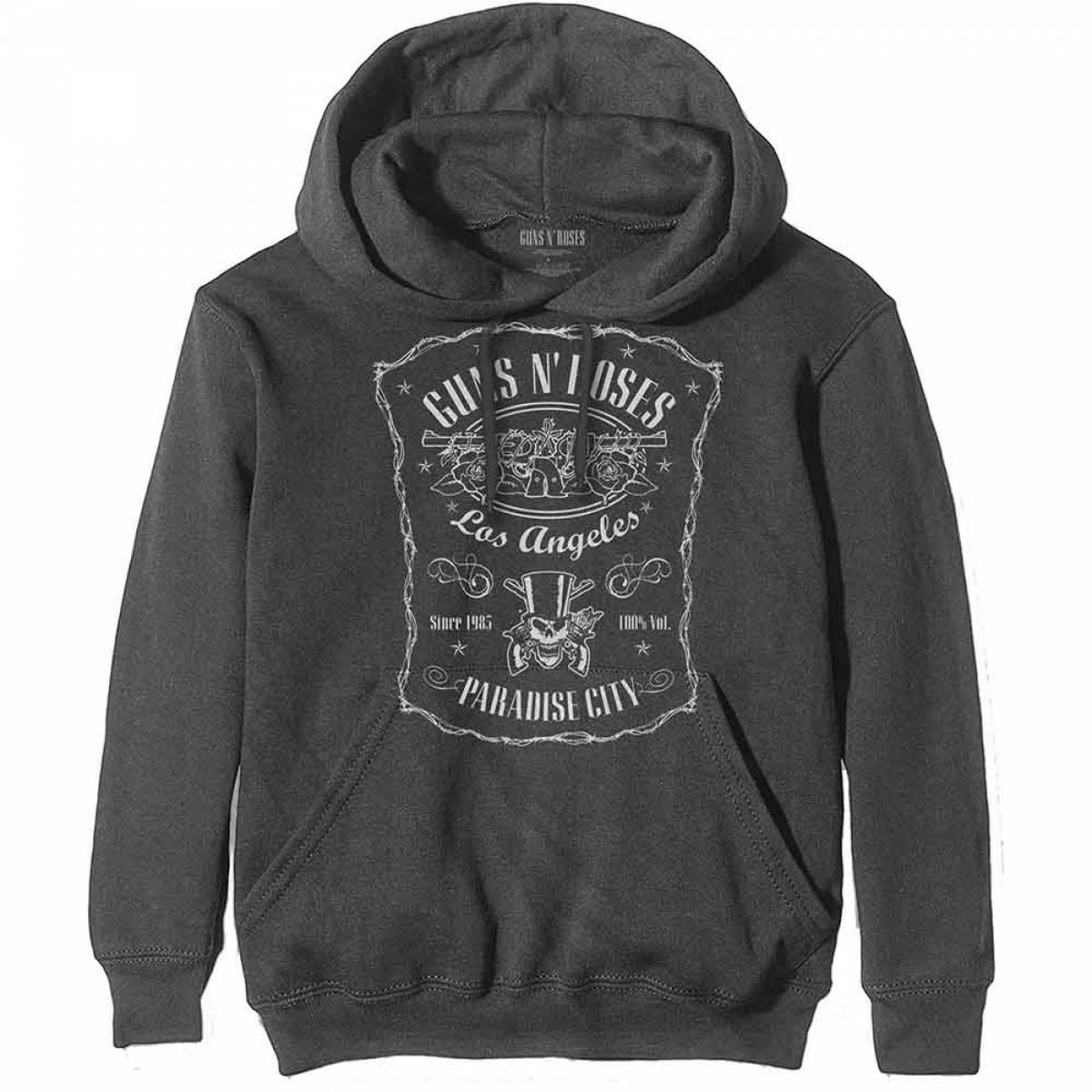 GUNS N' ROSES Unisex Pullover Hoodie: Paradise City - CHARCOAL GREY