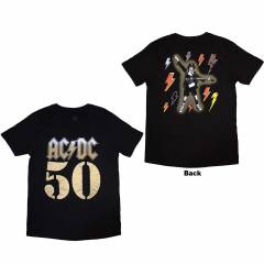 【予約商品】AC/DC バンドTシャツ ユニセックス: Bolt Array (Black) (Back Print) - BLACK