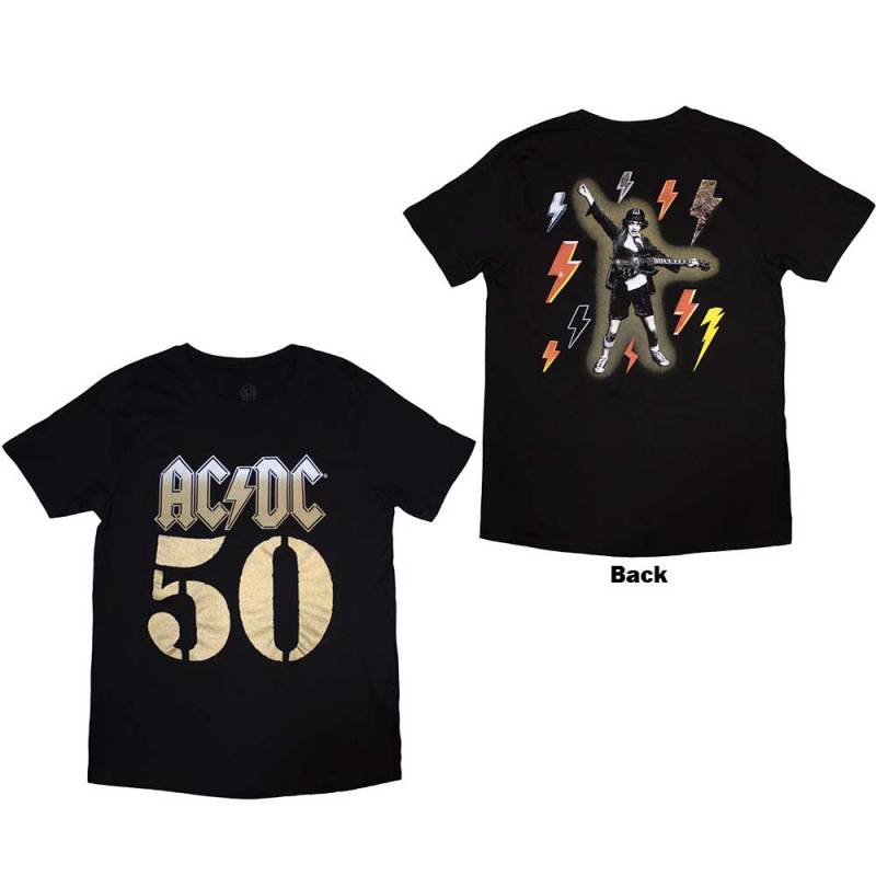 【予約商品】AC/DC バンドTシャツ ユニセックス: Bolt Array (Black) (Back Print) - BLACK