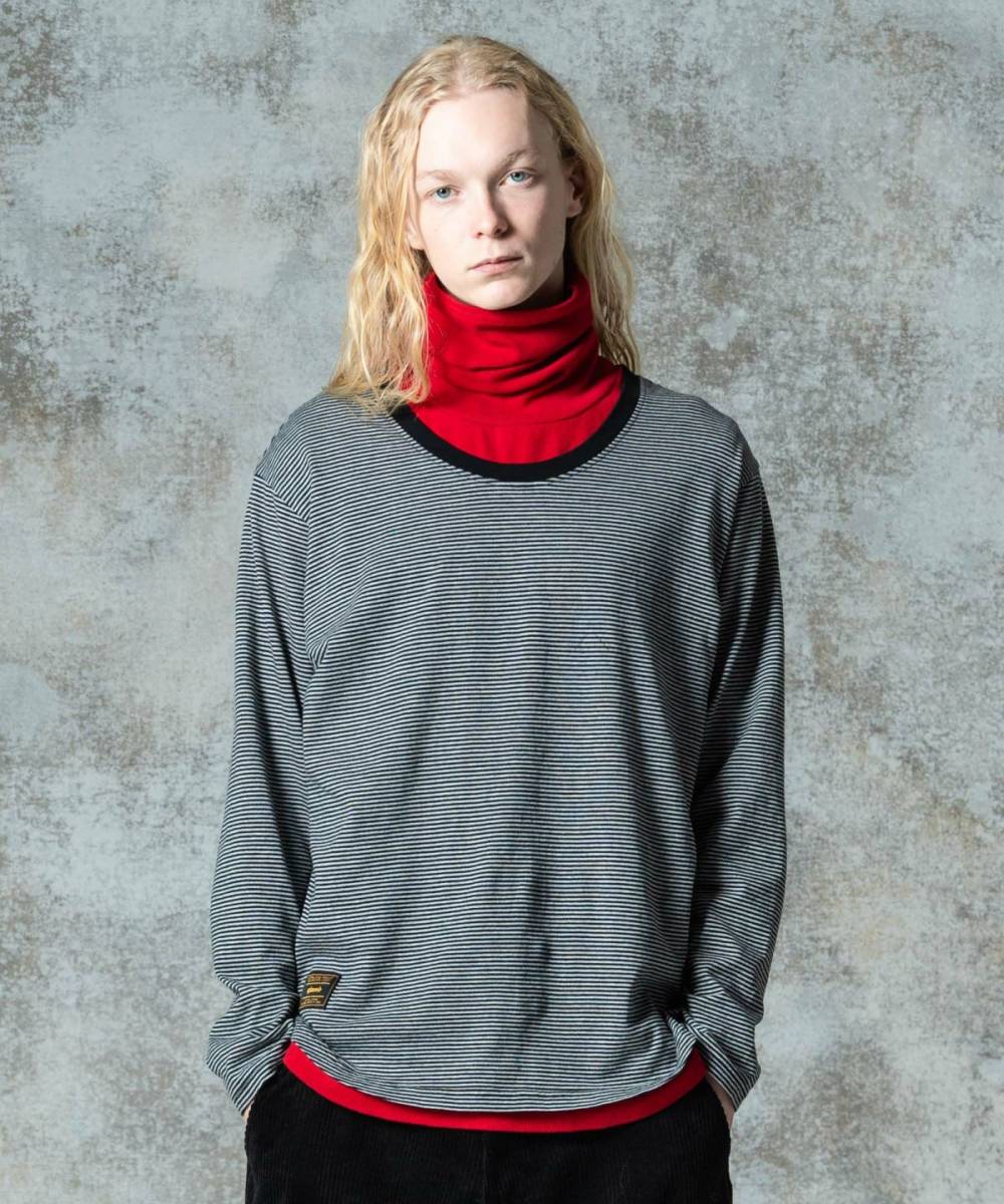 【予約商品】glamb(グラム)GB0325/CS17 : Loose Neck Long Sleeves T-Shirt / ルーズネックロングスリーブＴシャツ - Gray×Black
