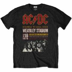 【予約商品】AC/DC バンドTシャツ ユニセックス: Wembley '79 (Black) - BLACK
