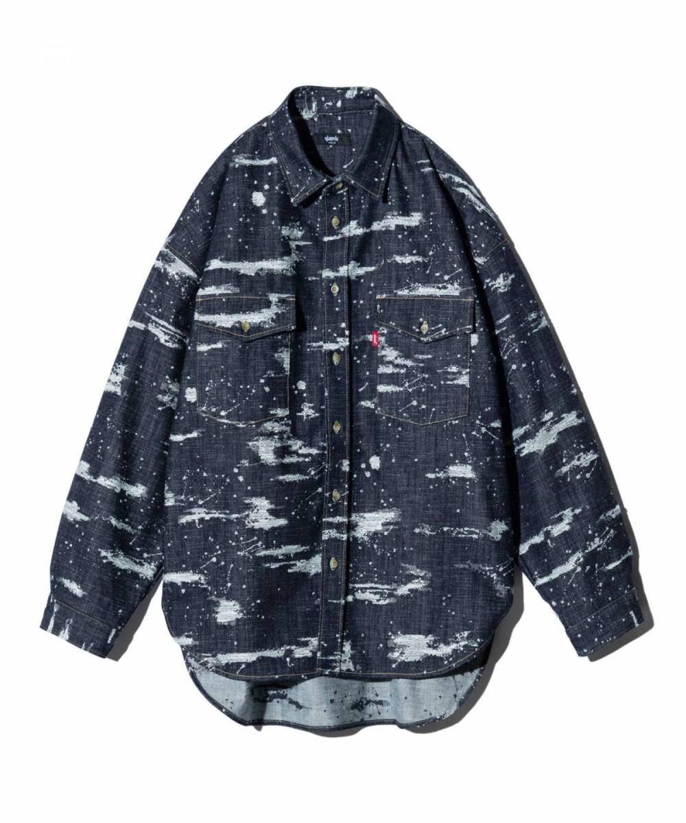 【予約商品】glamb(グラム)GB0125/SH11 : Splash Jacquard Denim Shirt / ジャガードデニムシャツ - Indigo
