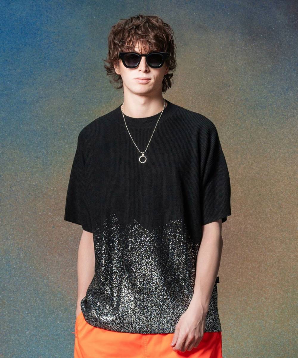 glamb(グラム)GB0225/KNT01 :  Glitter Short Sleeves Knit - Black