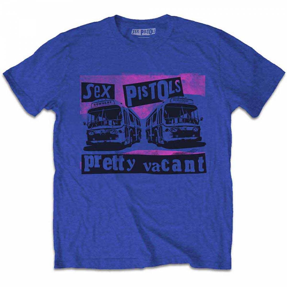 【予約商品】THE SEX PISTOLS バンドTシャツ ユニセックス: Pretty Vacant Coaches (Royal Blue) - ROYAL BLUE