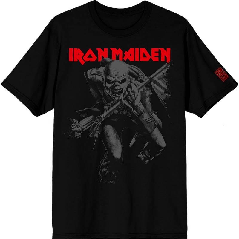 【予約商品】IRON MAIDEN バンドTシャツ ユニセックス: 50 Trooper Crop Grey (Black) (Sleeve Print)