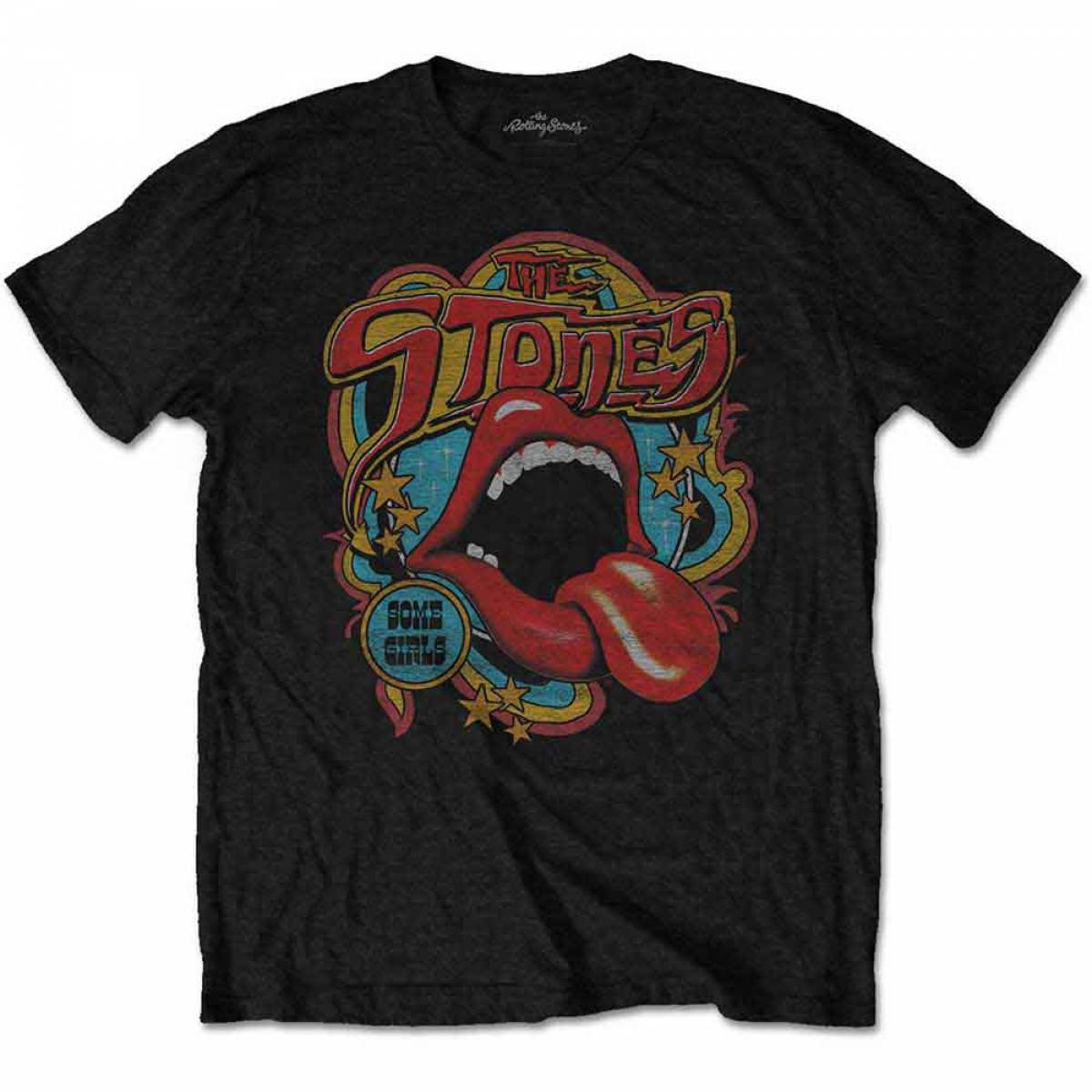 【予約商品】THE ROLLING STONES バンドTシャツ ユニセックス: Retro 70s Vibe (Black) - BLACK